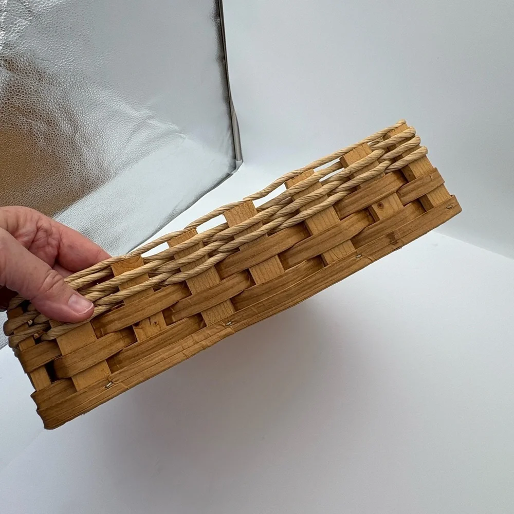 Vintage Woven and Wood Arkansas-Shaped Basket